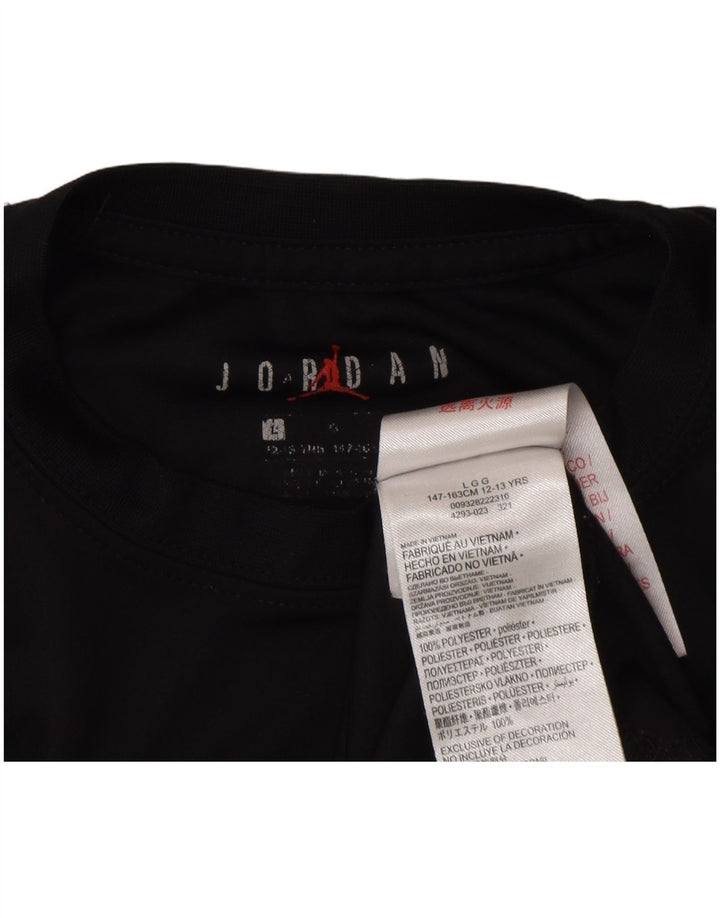 T-shirt grafica Jordan Dri Fit da ragazzo, 12-13 anni, grande, in poliestere nero