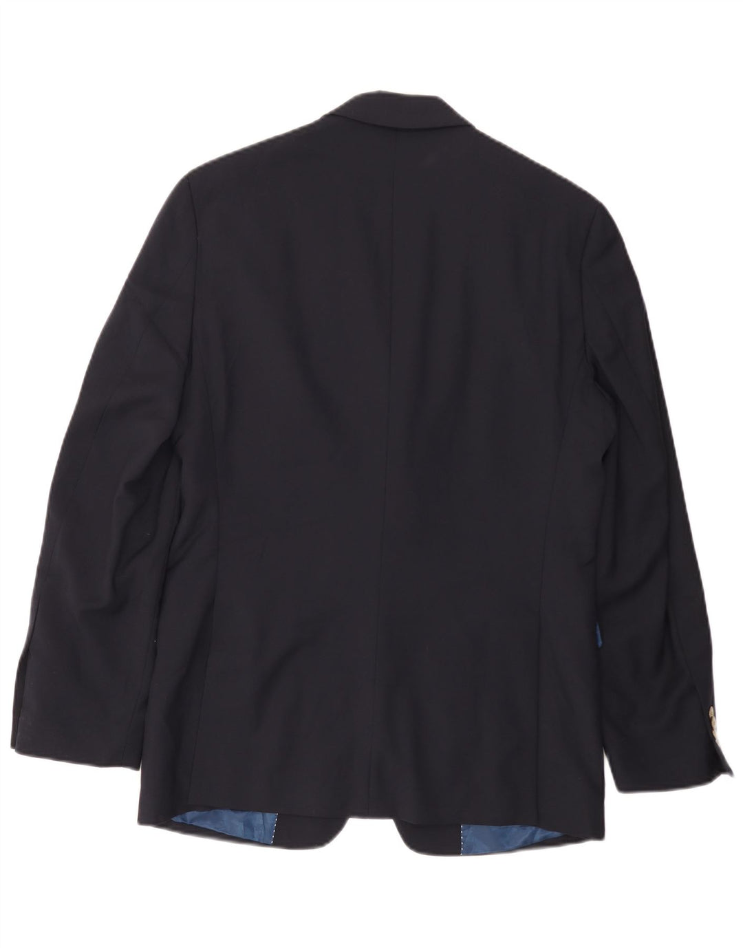 TOMMY HILFIGER Giacca blazer da uomo a 2 bottoni UK 36 piccola lana blu navy