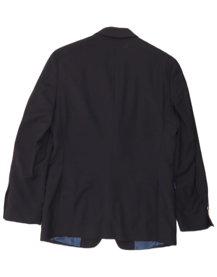 TOMMY HILFIGER Giacca blazer da uomo a 2 bottoni UK 36 piccola lana blu navy