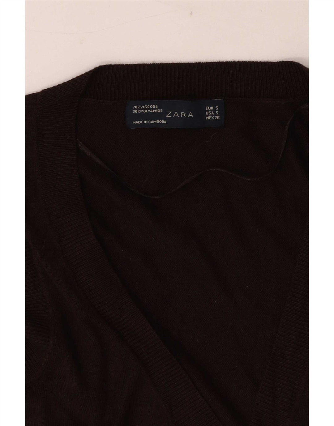 Canotta canotta da donna Zara UK 8 piccola in viscosa marrone
