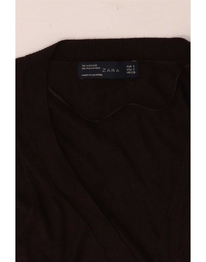 Canotta canotta da donna Zara UK 8 piccola in viscosa marrone
