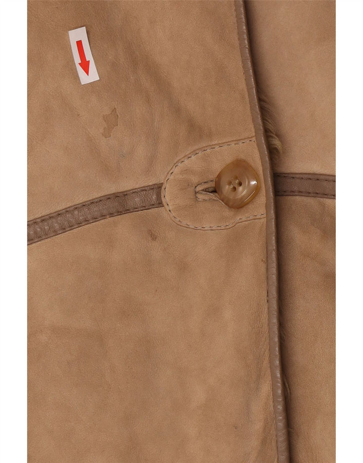 Cappotto in shearling vintage da donna UK 14 Shearling marrone medio