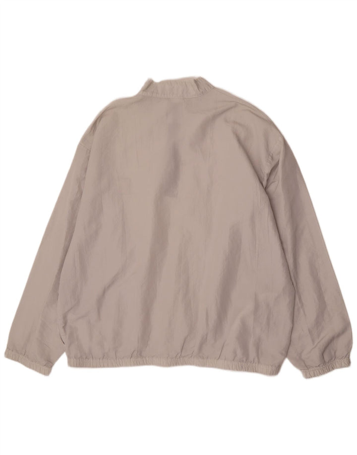 Top da ginnastica vintage da uomo con zip e collo, taglia unica, in poliestere grigio
