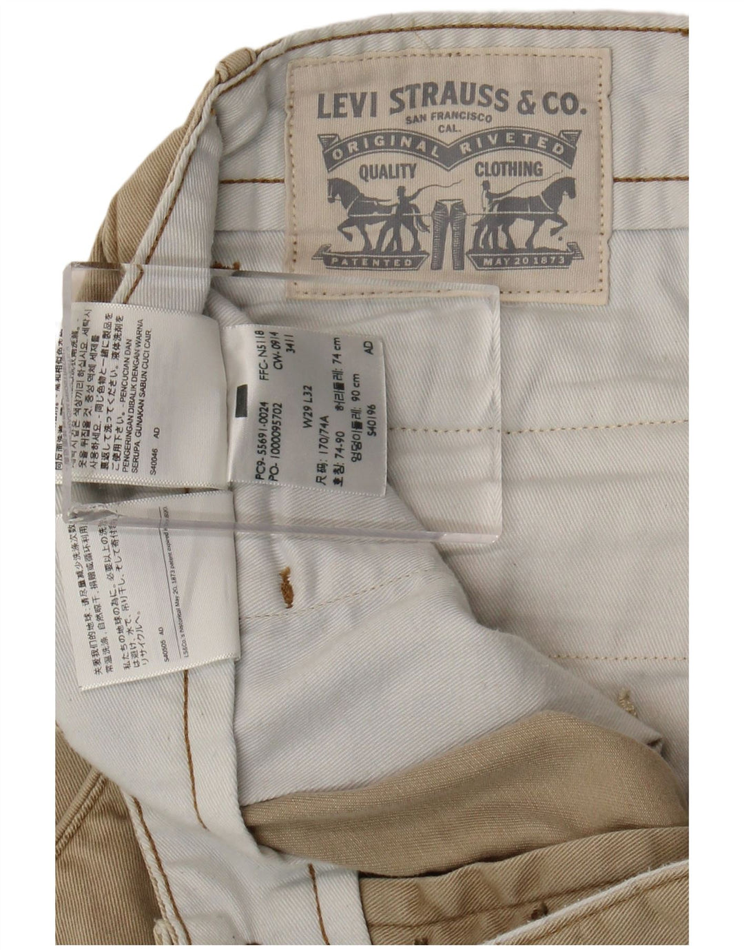 Pantaloni chino slim da uomo Levi's W29 L32 in cotone beige
