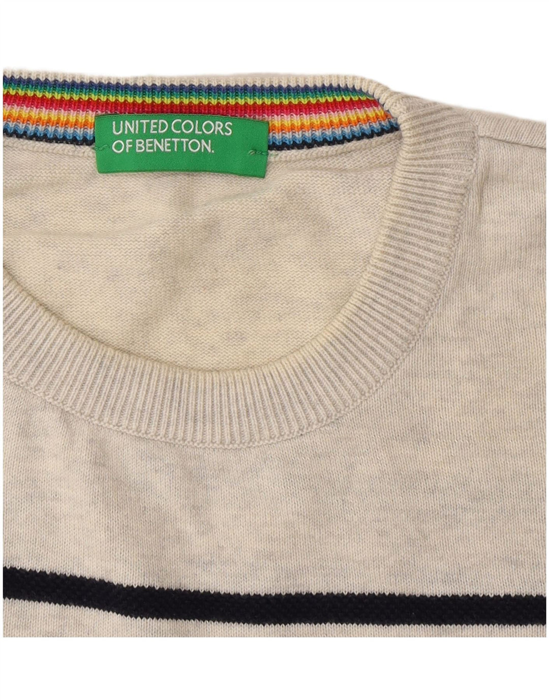 Maglione da uomo girocollo Benetton grigio medio a righe