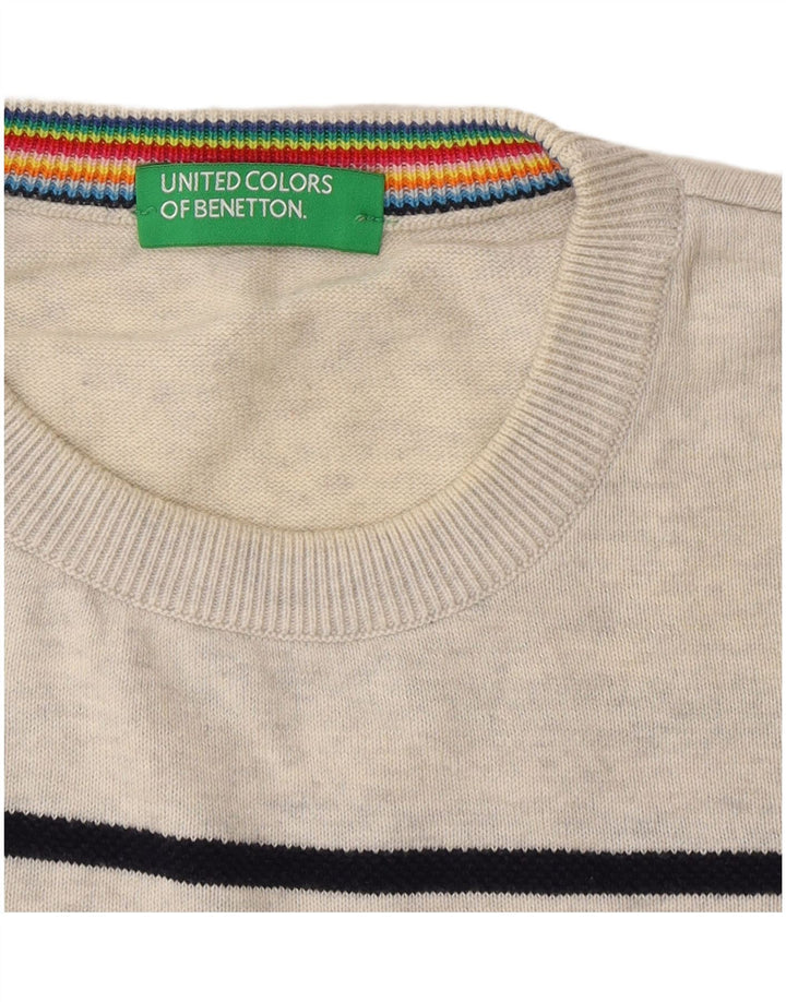 Maglione da uomo girocollo Benetton grigio medio a righe