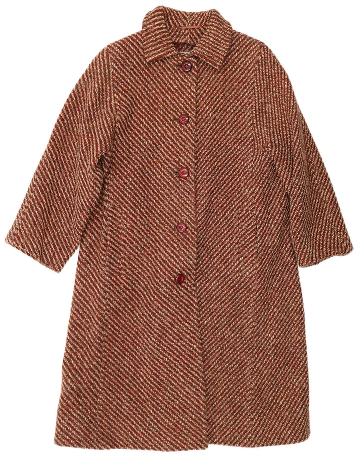 Soprabito da donna AQUASCUTUM UK 12 Classico in lana vergine screziata rossa media