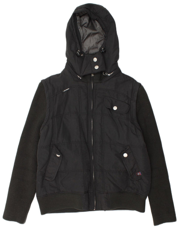 Giacca imbottita con cappuccio da uomo Converse UK 40 grande nylon nero