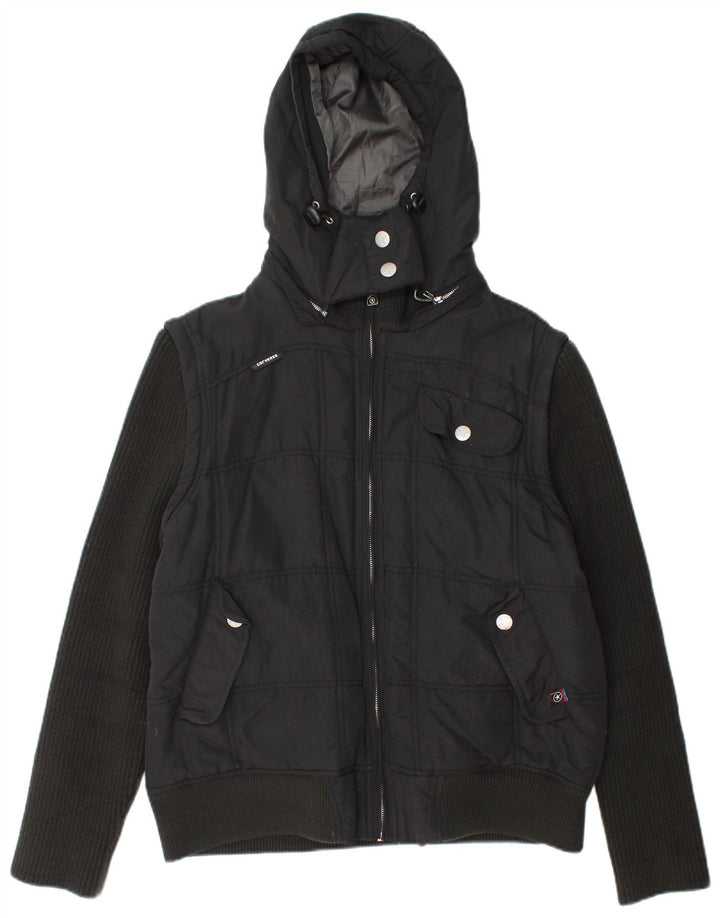 Giacca imbottita con cappuccio da uomo Converse UK 40 grande nylon nero