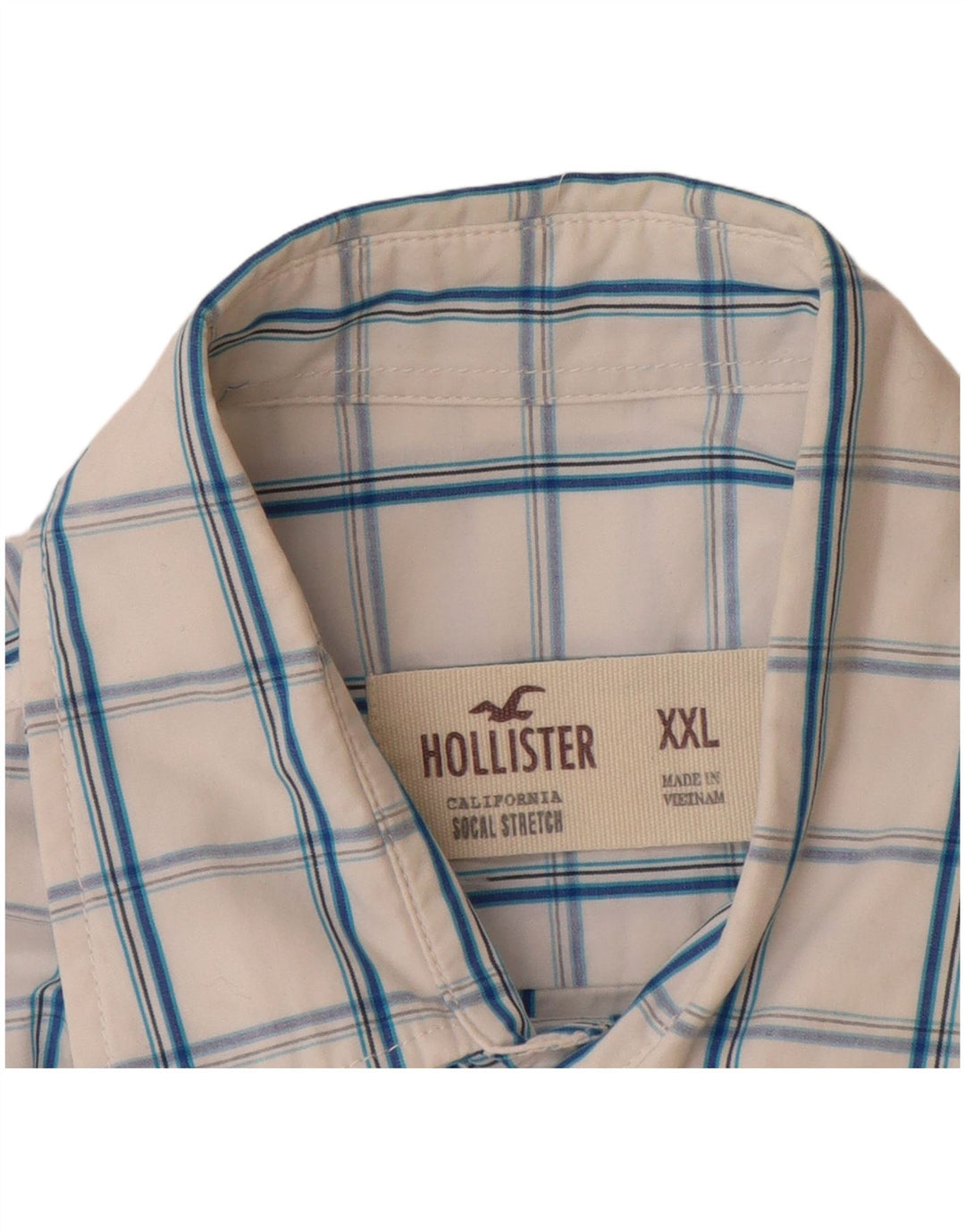Camicia a maniche corte HOLLISTER da bambino 15-16 anni 2XL a quadri bianchi
