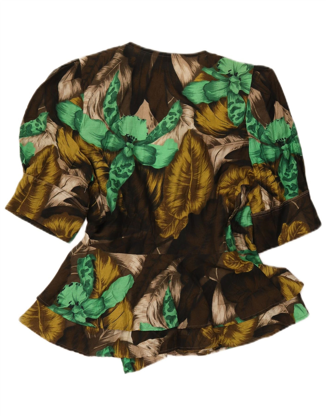 Camicetta da donna a maniche corte VINTAGE IT 42 Medio Cachi floreale