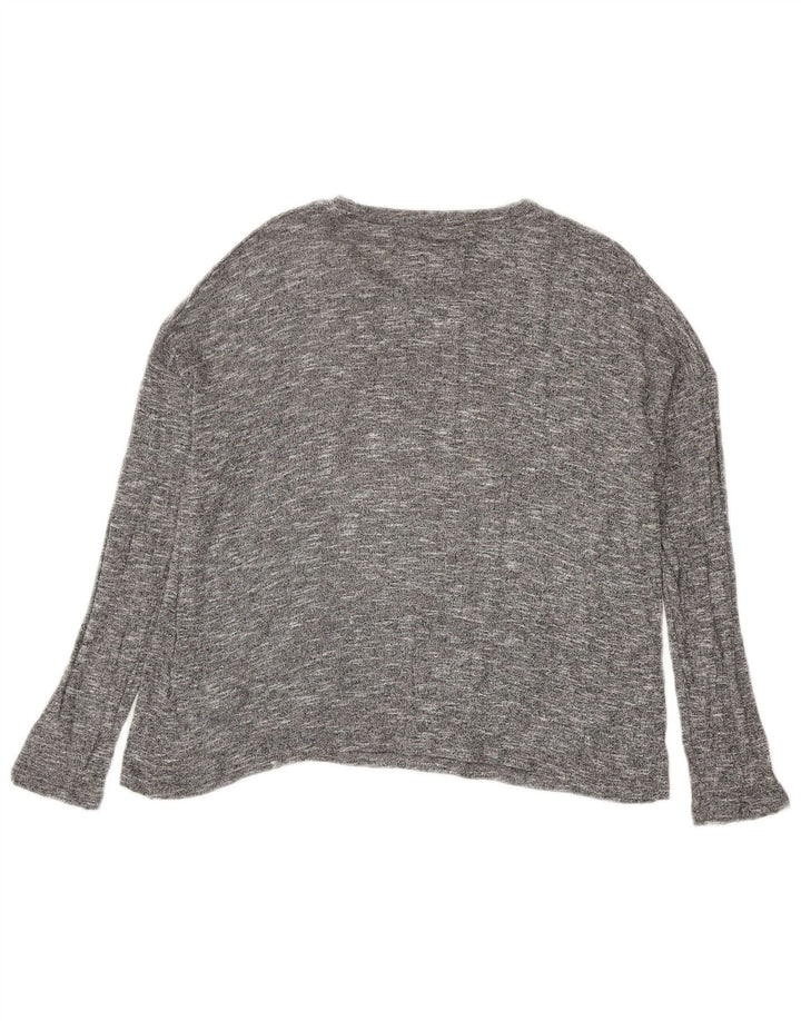 Top Zara da donna a maniche lunghe UK 14 Viscosa chiazzata grigio medio