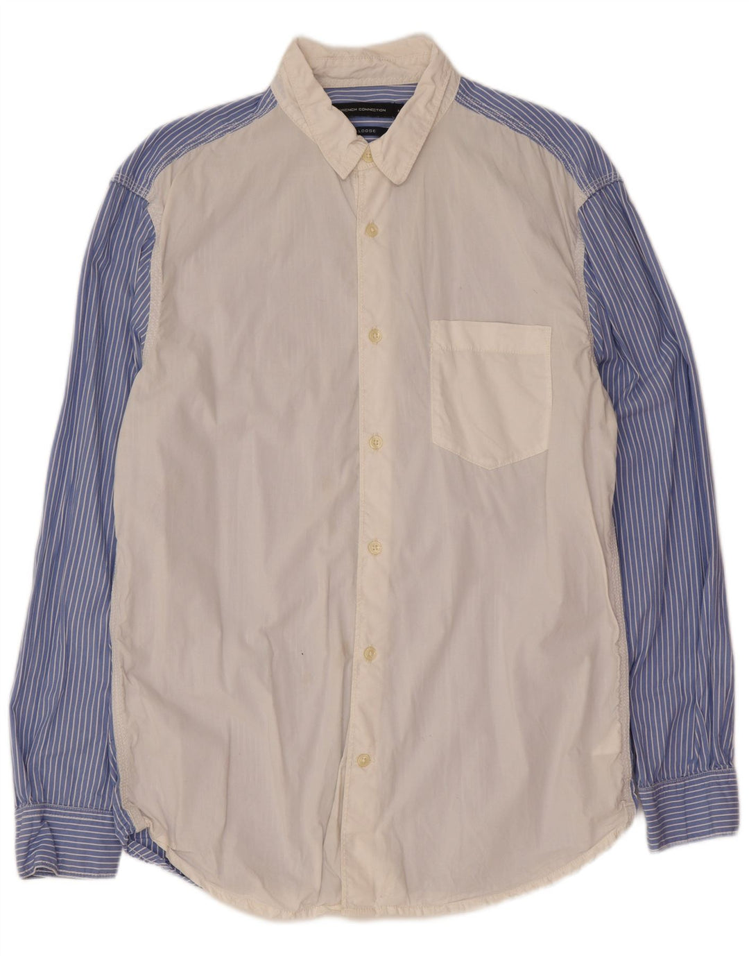 Camicia da uomo French Connection in cotone color block bianco medio