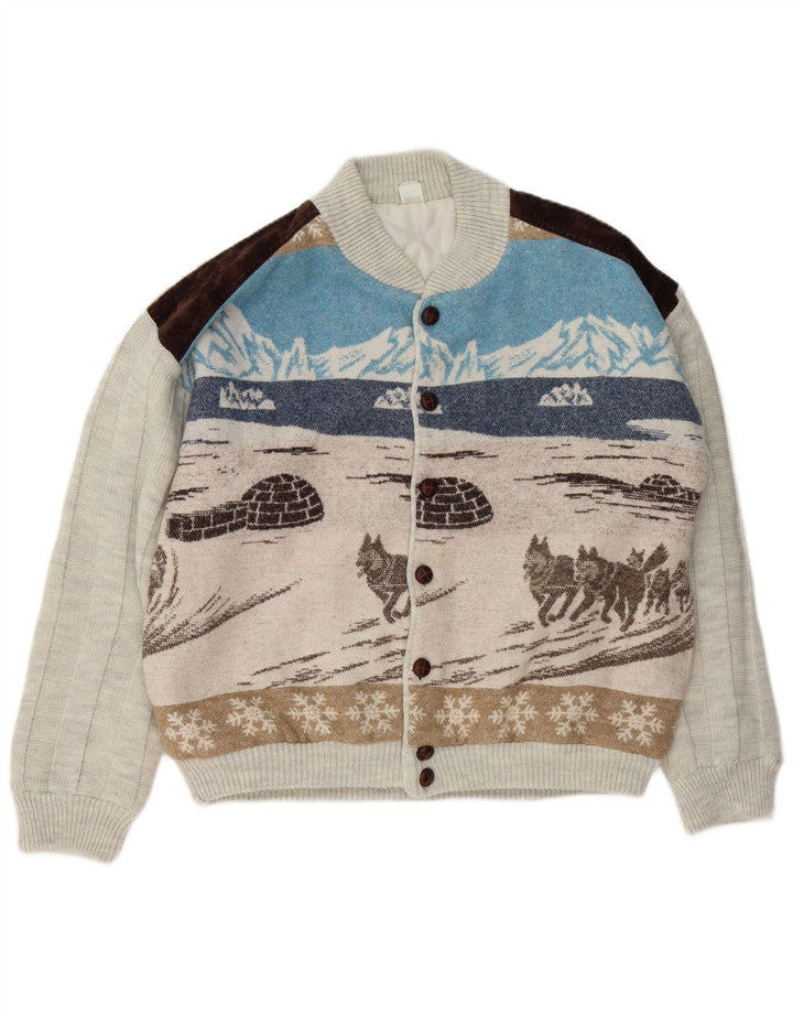Maglione cardigan grafico da uomo VINTAGE IT 48/50 medio multicolore