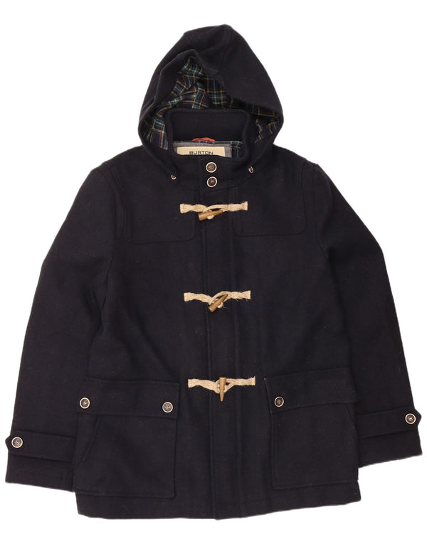 BURTON Montgomery con cappuccio da uomo UK 40 Large Blu Navy Lana