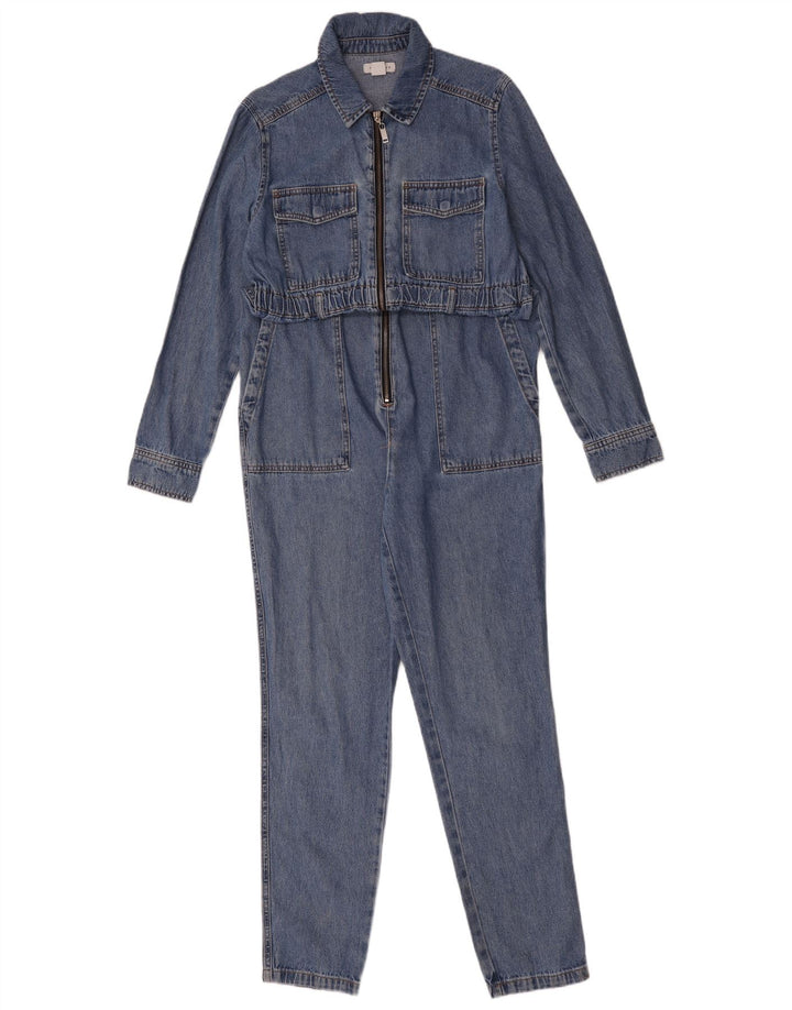 Tuta in denim oversize a maniche lunghe da donna Topshop UK 10 piccola blu