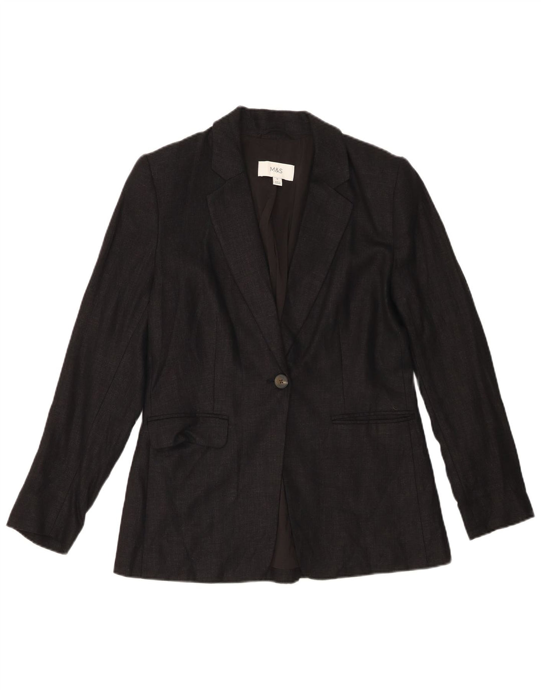 Giacca blazer a 1 bottone da donna Marks & Spencer UK 10 piccola in lino nero