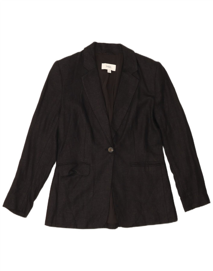 Giacca blazer a 1 bottone da donna Marks & Spencer UK 10 piccola in lino nero