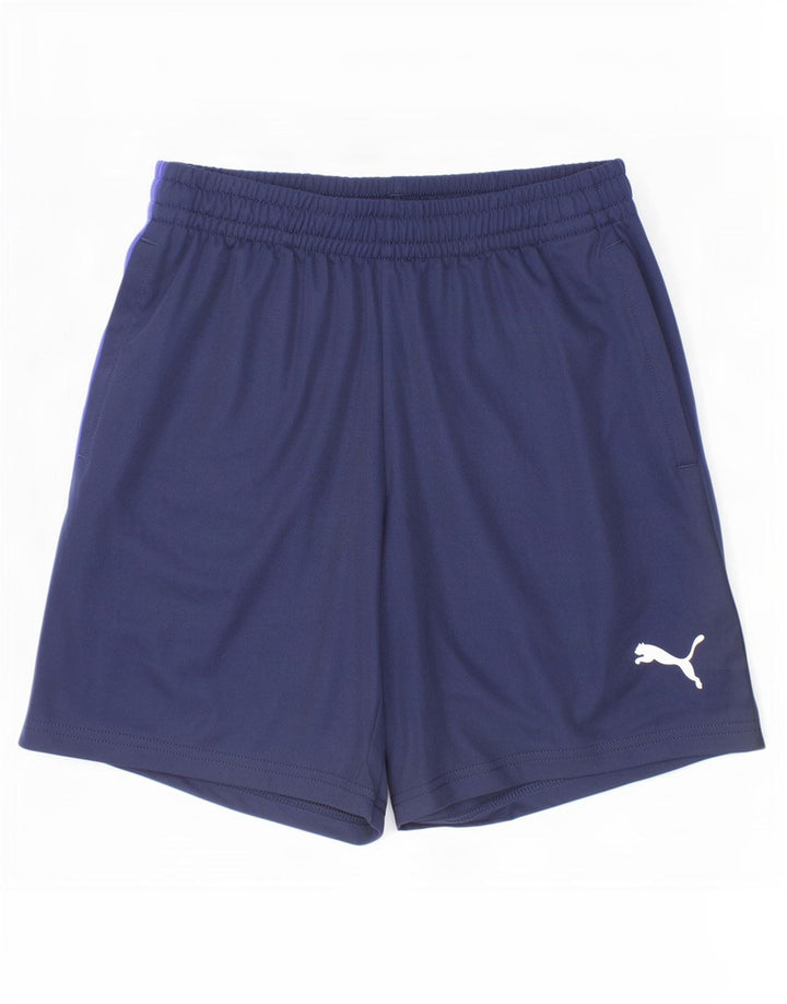 Pantaloncini sportivi Puma da bambino 11-12 anni in poliestere color block blu navy