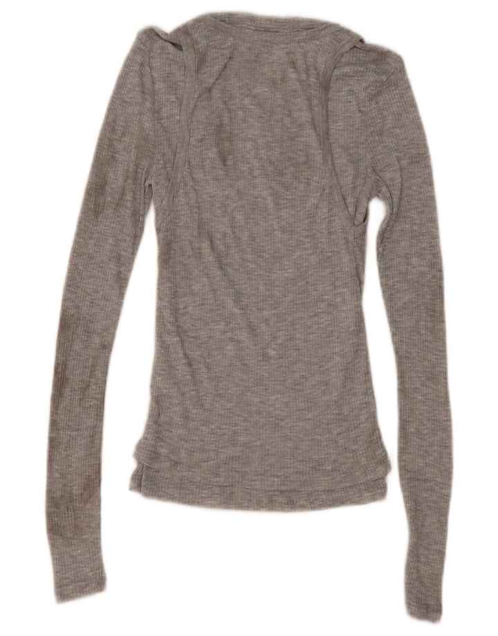 Top Zara da donna a maniche lunghe UK 8 piccolo poliestere chiazzato grigio