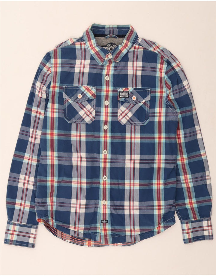 Camicia da uomo SUPERDRY XL in cotone a quadri blu