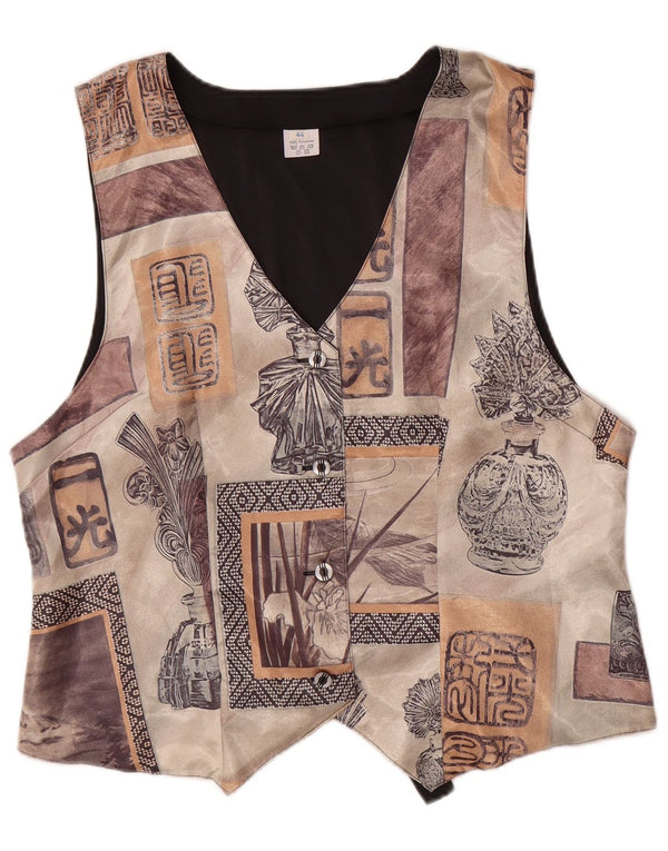 Gilet da donna VINTAGE con motivo astratto EU 44 grande poliestere marrone