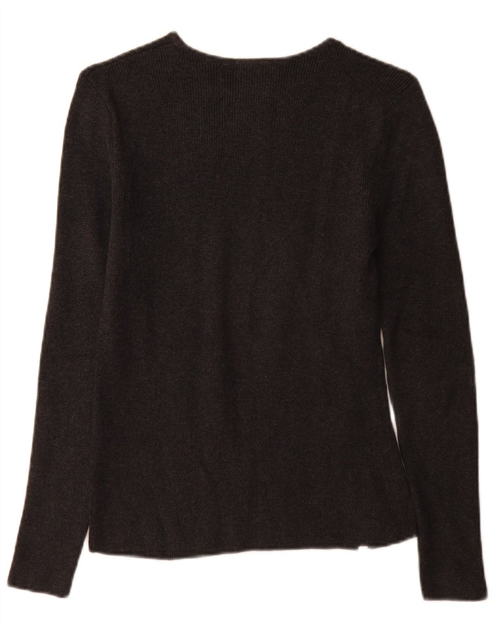 Maglione maglione con scollo a barca da donna Zara UK 12 Cotone grigio medio