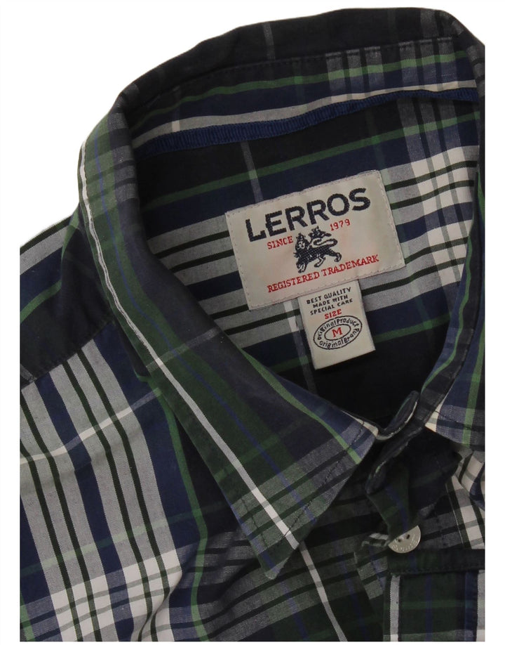 LERROS Mens Short Sleeve Shirt Medium Green Check