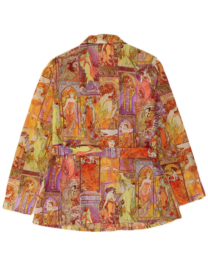 Giacca blazer a 4 bottoni con grafica da donna VINTAGE IT 44 media multicolore