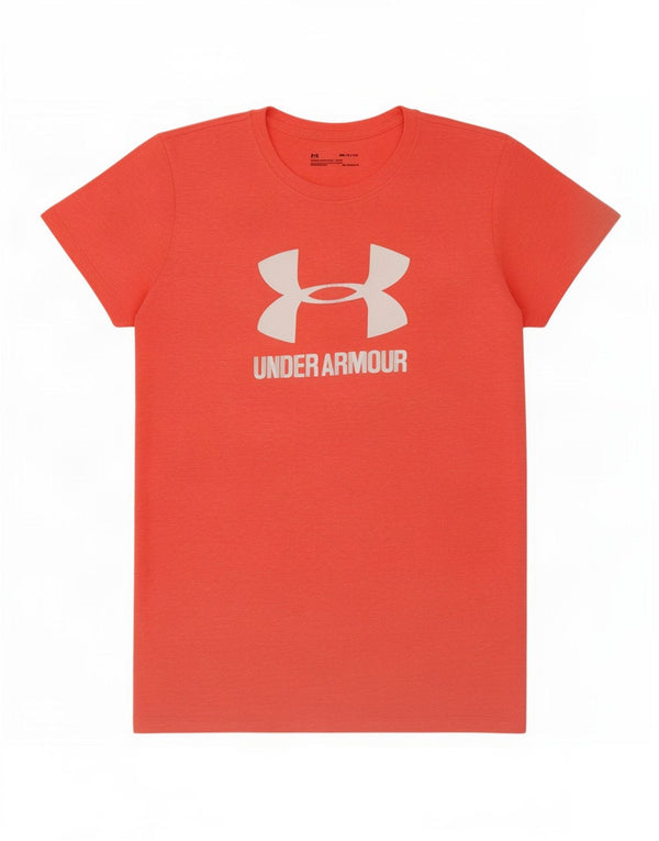 Under Armour Mens Heat Gear Graphic T-Shirt Top Small Orange Cotton