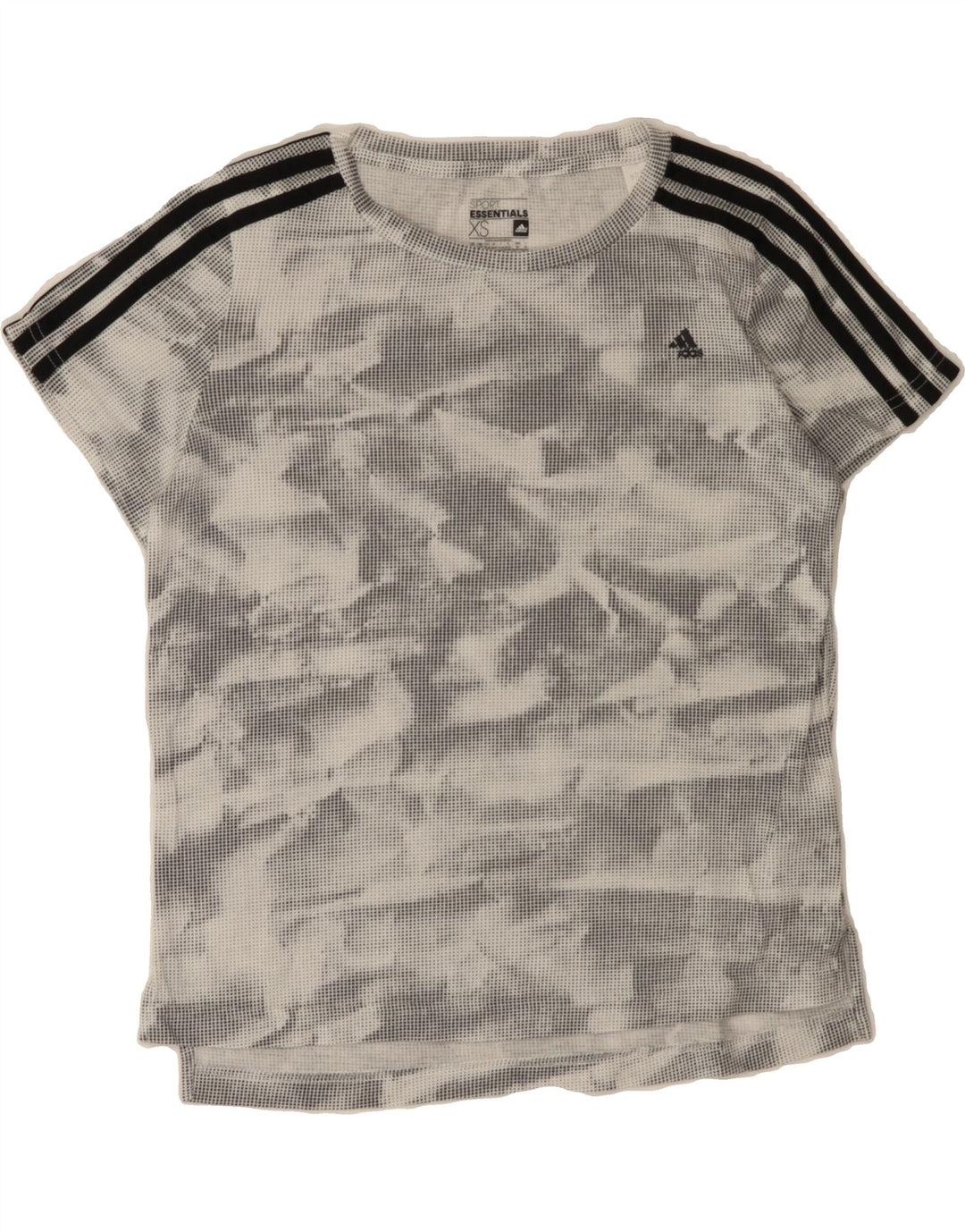 ADIDAS Womens T-Shirt Top UK 6 XS Grey Tie Dye Polyester Vintage Adidas and Second-Hand Adidas from Messina Hembry 