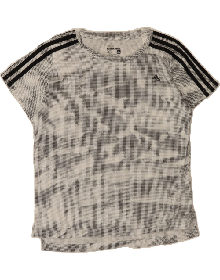 ADIDAS Womens T-Shirt Top UK 6 XS Grey Tie Dye Polyester Vintage Adidas and Second-Hand Adidas from Messina Hembry 