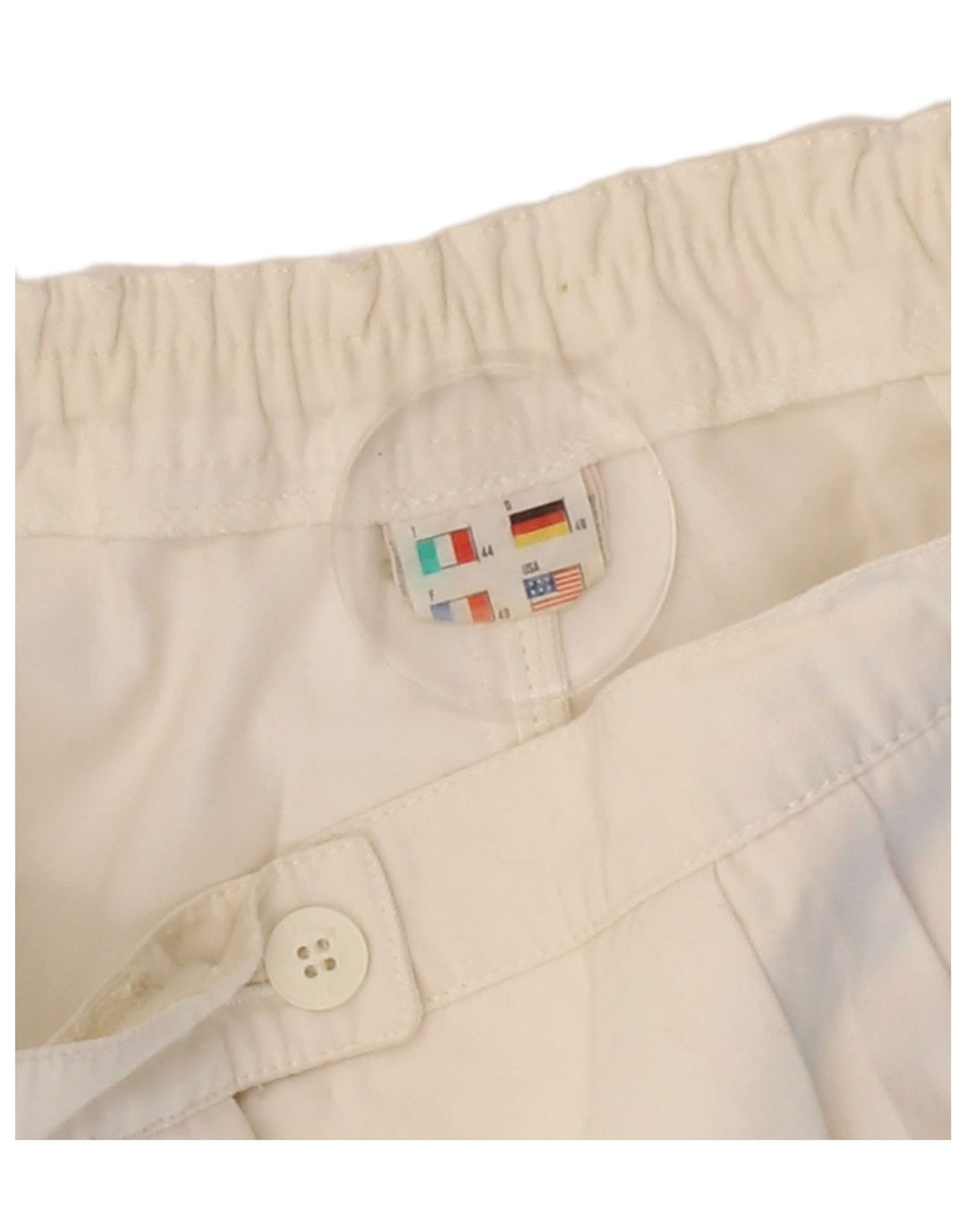 ELLESSE Womens High Waist Pegged Chino Shorts IT 44 Medium W26 White Vintage Ellesse and Second-Hand Ellesse from Messina Hembry 