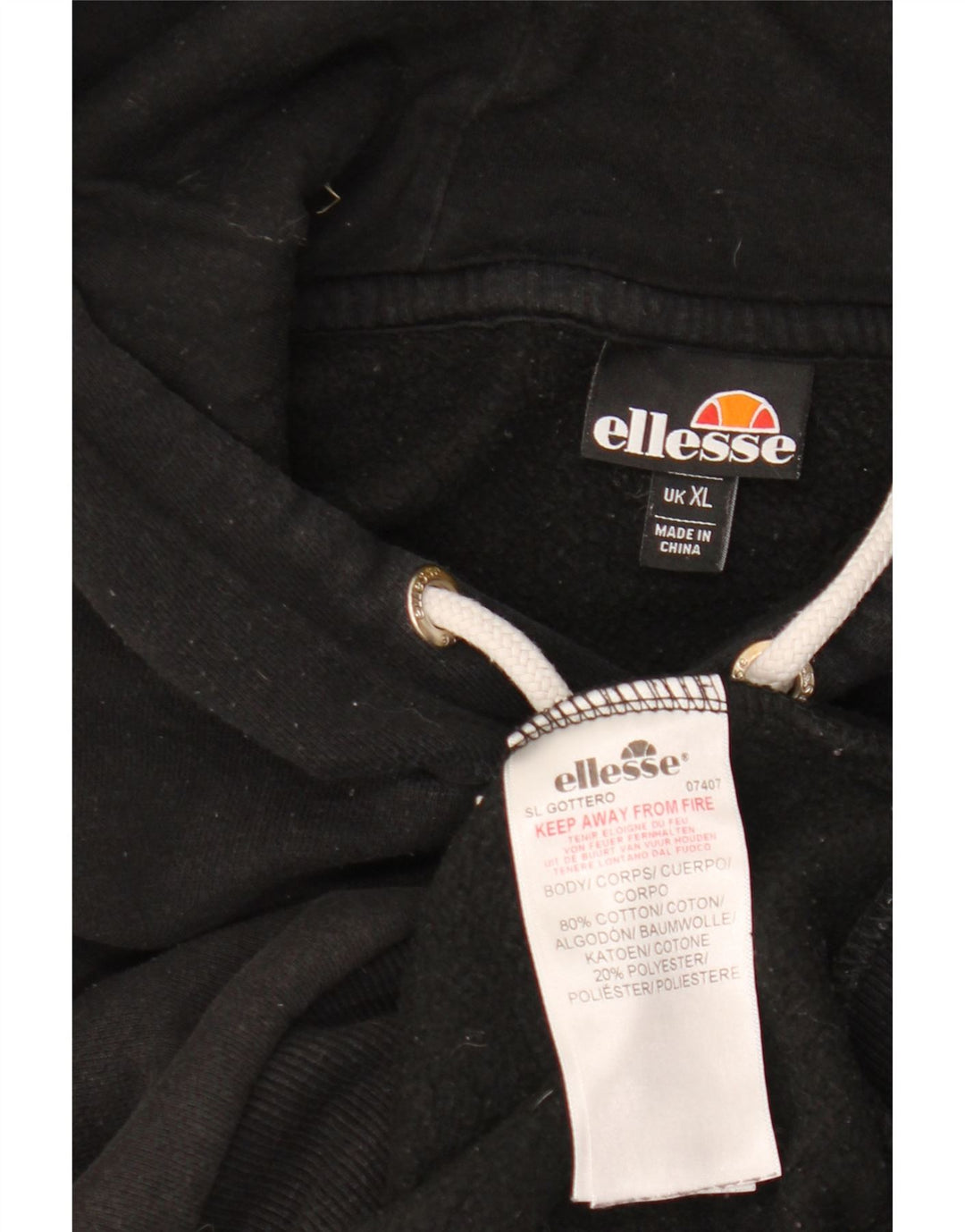 Maglione con cappuccio grafico da uomo ELLESSE XL in cotone nero