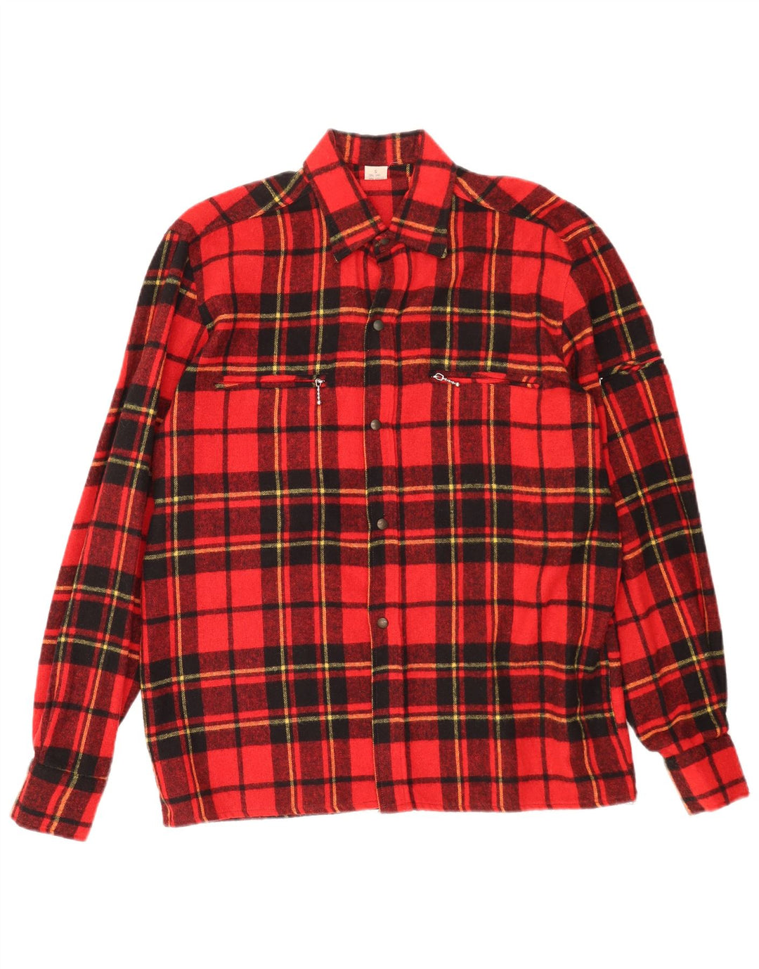 Camicia vintage da uomo in flanella di lana a quadri rossi piccoli