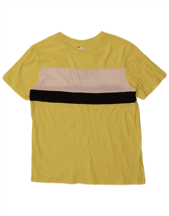 T-shirt grafica da uomo Fila Top in cotone color block giallo medio