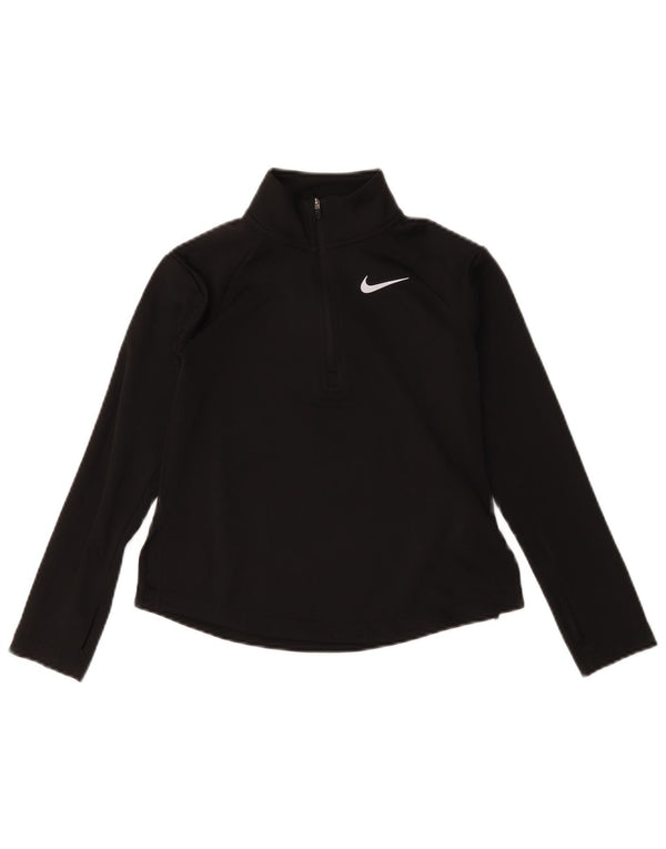 Top della tuta pullover Nike Dri Fit con zip e collo per ragazze, 8-9 anni, piccola, nera