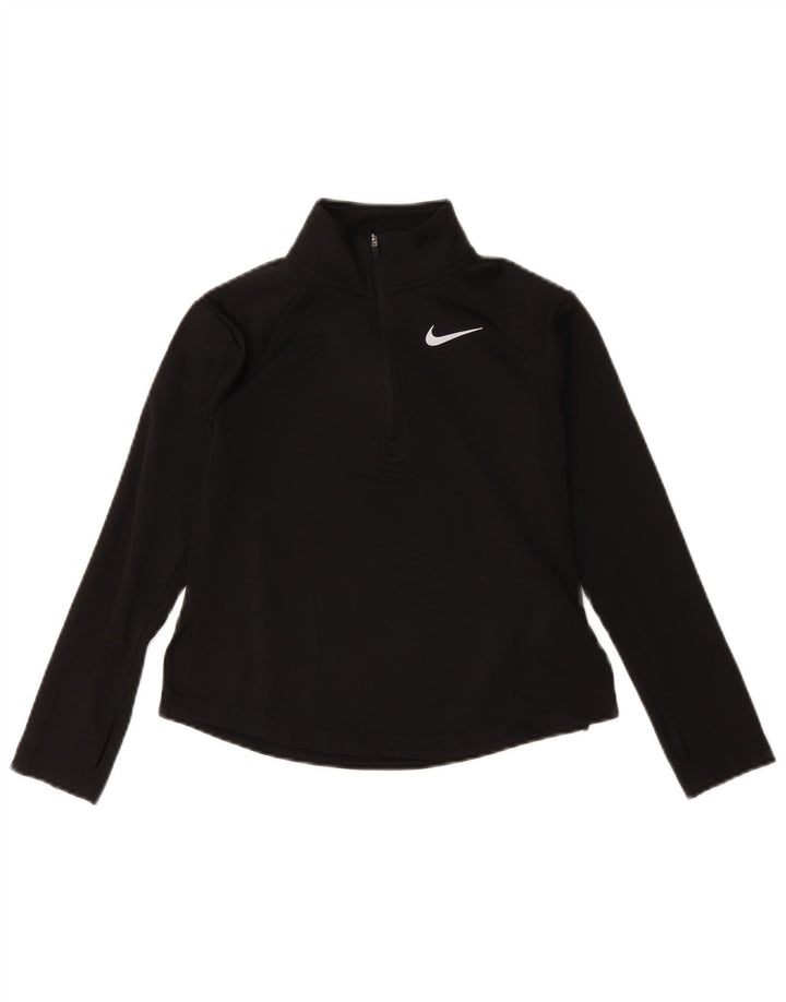 Top della tuta pullover Nike Dri Fit con zip e collo per ragazze, 8-9 anni, piccola, nera