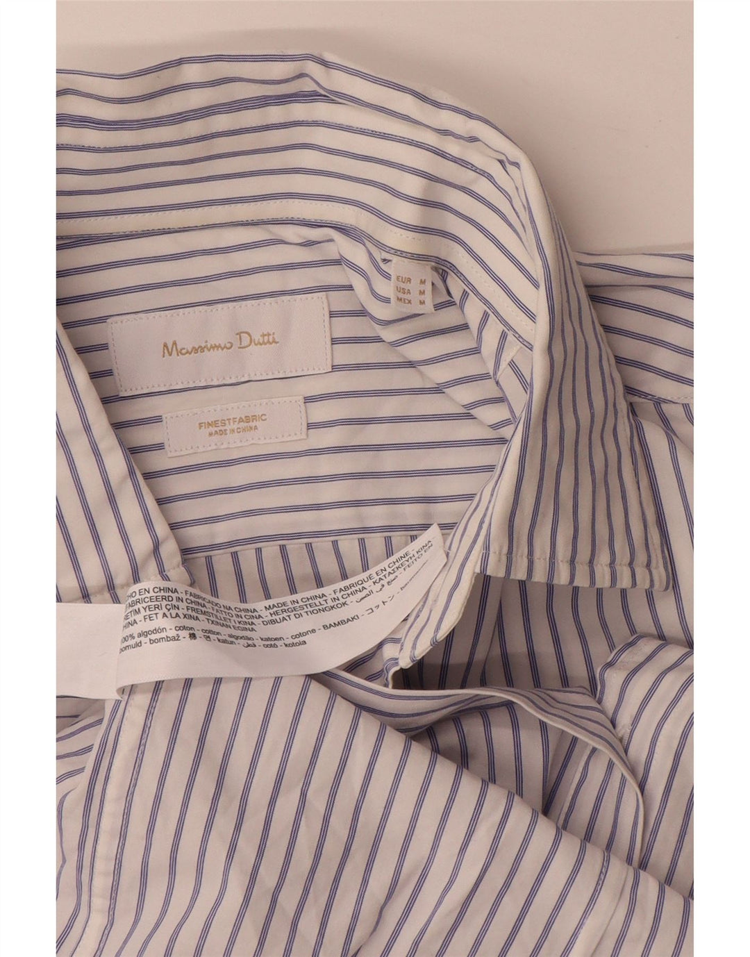 Camicia Uomo Massimo Dutti Cotone Gessato Medio Bianco