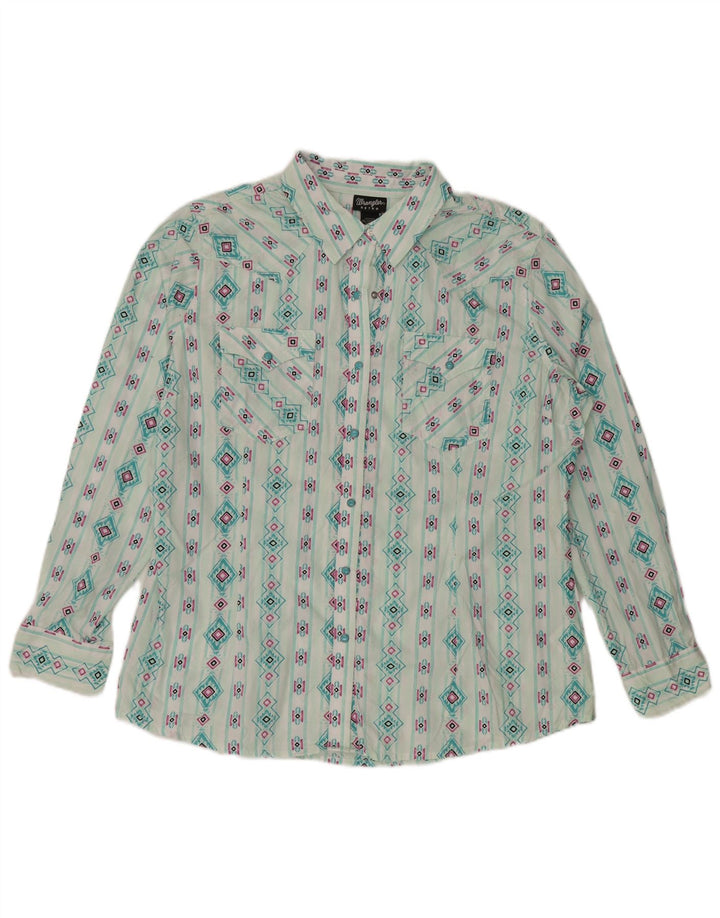 Camicia retrò da donna WRANGLER UK 20 2XL Cotone geometrico turchese