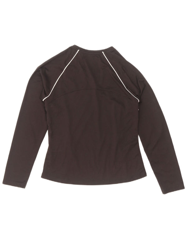 Top Reebok da donna a manica lunga UK 12 Medium Nero Poliestere