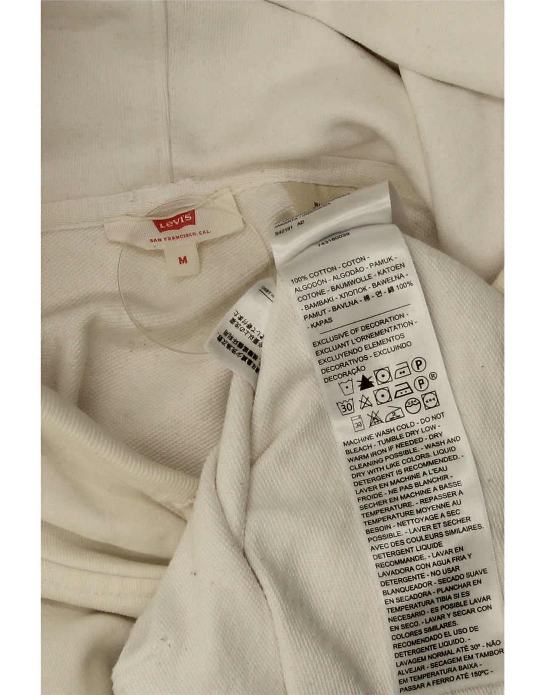 Maglione con cappuccio oversize grafico da donna Levi's UK 14 Cotone bianco medio