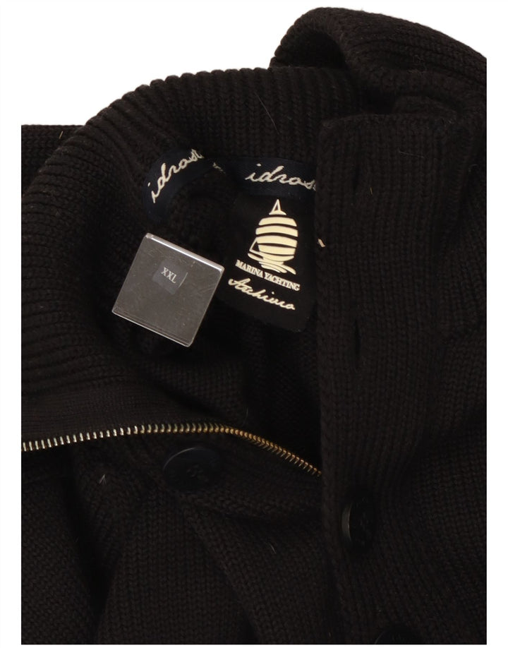 Marina Yachting Maglione da uomo con collo a bottoni 2XL Lana nera