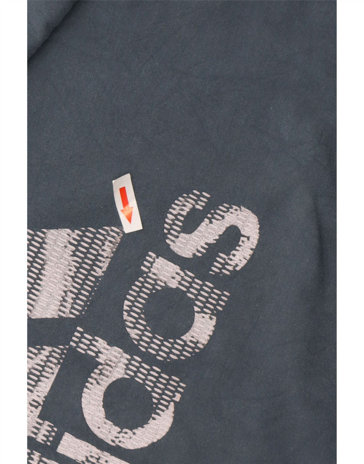 T-shirt grafica da uomo Adidas Top in cotone blu medio