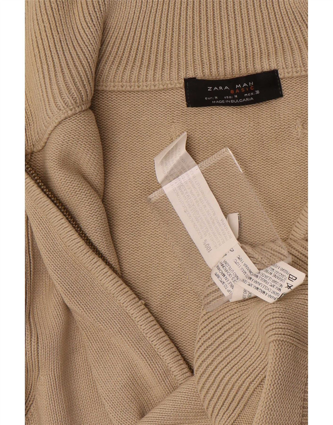 Maglione cardigan da uomo Zara in cotone beige medio