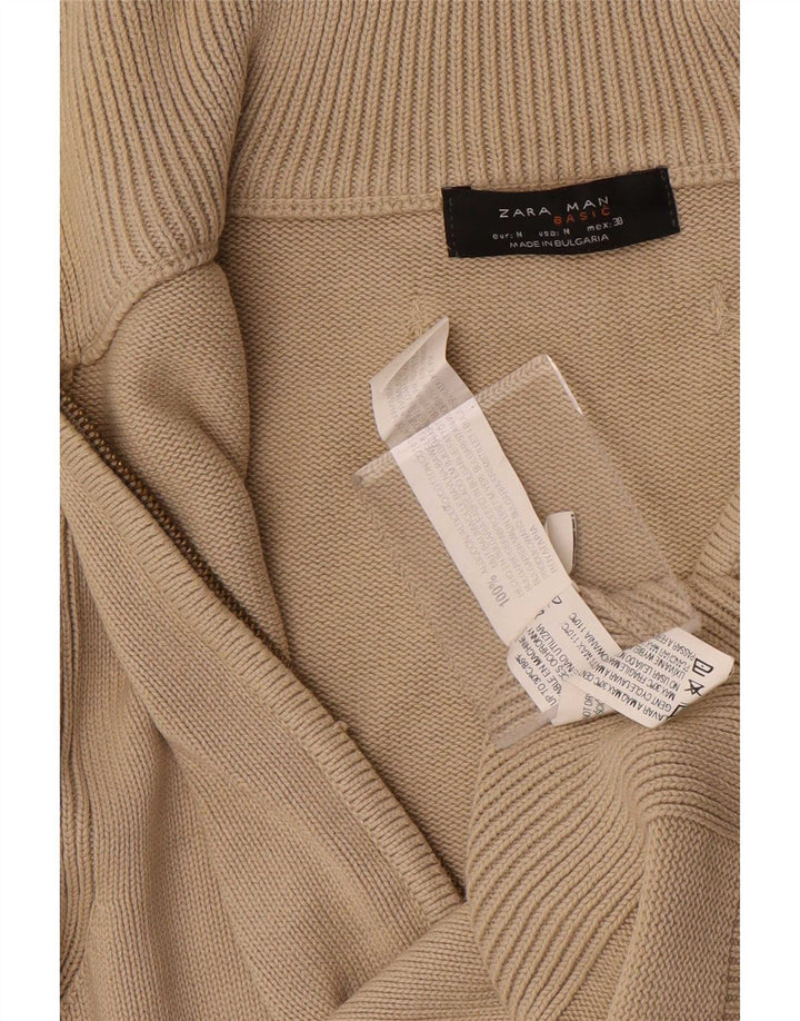Maglione cardigan da uomo Zara in cotone beige medio