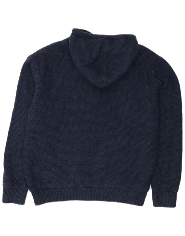 Maglione cardigan con cappuccio da uomo Saltrock 2XL acrilico blu navy