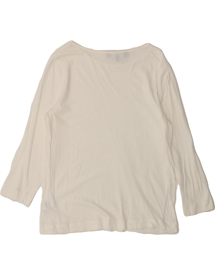 CREW CLOTHING Womens Top 3/4 Sleeve UK 12 Medium  White Cotton Vintage Crew Clothing and Second-Hand Crew Clothing from Messina Hembry 