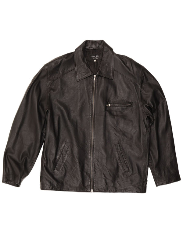 Giacca in pelle vintage da uomo UK 44 2XL Pelle nera