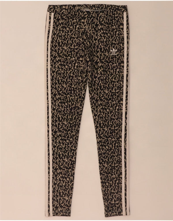 Leggings Adidas da donna UK 10 piccolo poliestere nero con stampa animalier